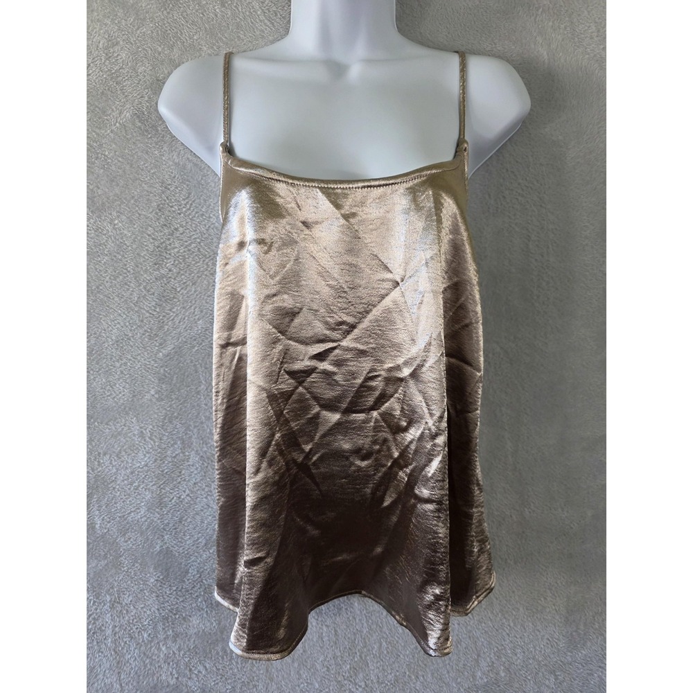 GUC Old Navy Tank Top Womens XL Metallic Gold Satin Cami Adjust Straps Layering